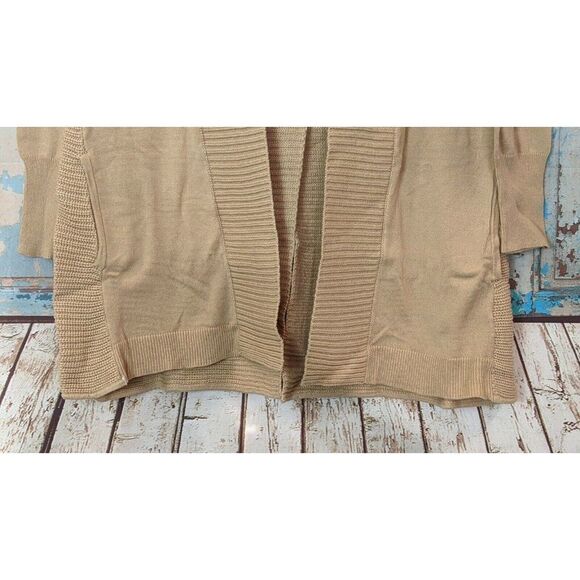 B Boutique by Evergreen Womens L/XL Tan Back Slit Open Front Cardigan Sweater - Picture 4 of 9